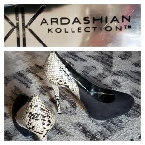 Kardashian Kollection Suede and Snake Print Heels